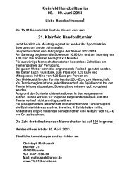 21. Kleinfeld Handballturnier - TV 01 Bohmte eV