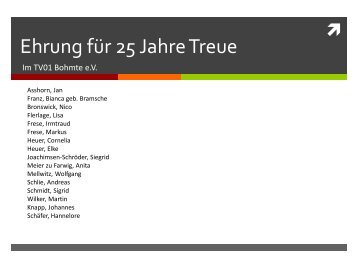 JubilÃ¤en imVerein - TV 01 Bohmte eV