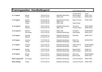 Trainingszeiten: Handballjugend - TV Mainzlar