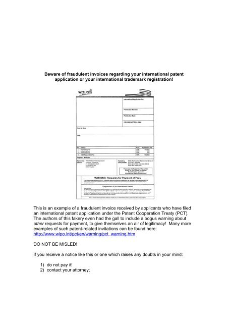 Beware of fraudulent invoices regarding your international ... - AIPPI