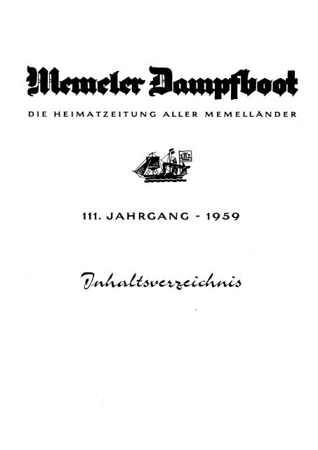 Inhaltsverzeichnis 1959 - Memeler Dampfboot