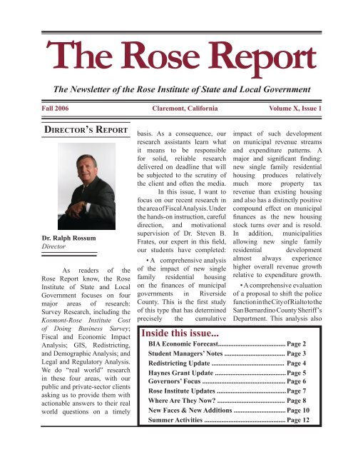 The Rose Report - Claremont McKenna College