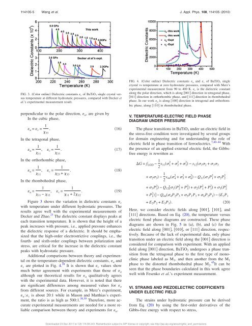 Temperature-pressure phase diagram and ferroelectric properties of ...