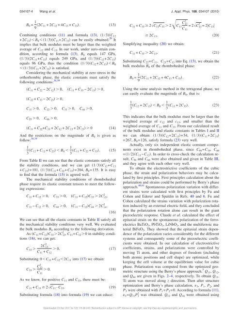 Lattice, elastic, polarization, and electrostrictive ... - TheEEStory