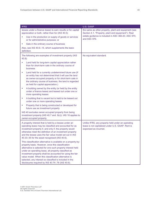 Comparison between U.S. GAAP and International ... - Grant Thornton