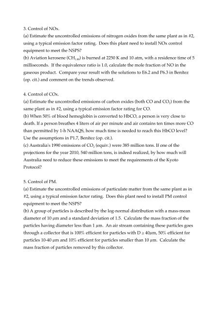 Air Pollution Control FINAL EXAM Note 1: Consult your books, notes ...