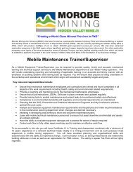 Mobile Maintenance Trainer/Supervisor - Morobe Mining Joint Venture