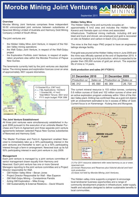 Morobe Mining Joint Ventures