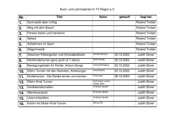 TV-BÃ¼cherliste - TV-Regen eV