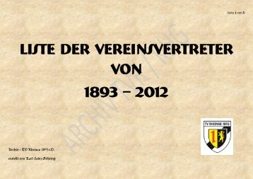 Liste der Vereinsvertreter von 1893 â 2012 - TV Rheinau 1893 e.V. ...