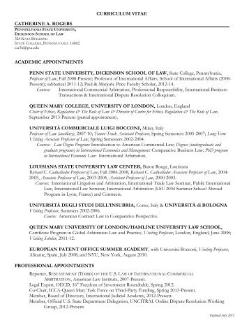 Curriculum Vitae - Penn State Law - Penn State University