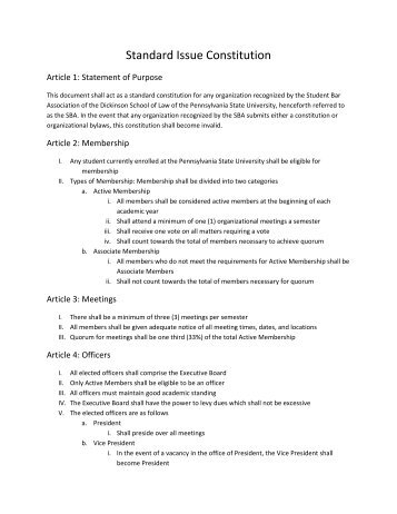 Model Constitution for Student Organizations - Penn State Law