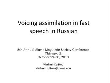 Voicing assimilation in fast speech in Russian - MyWeb