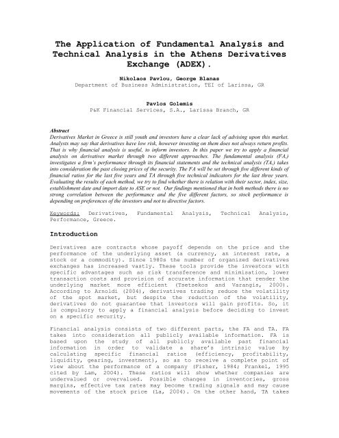 The Application of Fundamental Analysis and Technical ... - mibes