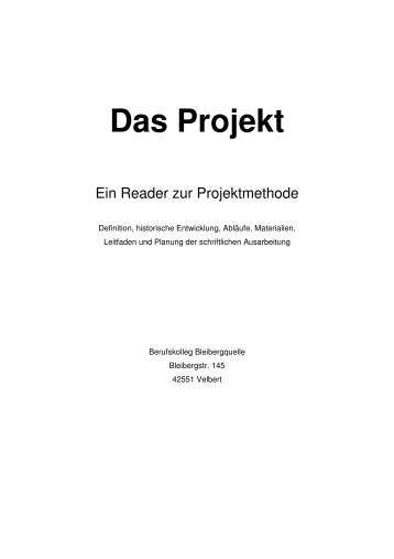 Projektreader - Berufskolleg Bleibergquelle