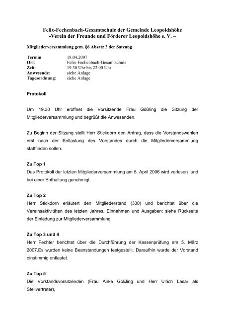 Protokoll der Sitzung vom 18.4.2007 - Felix-Fechenbach ...