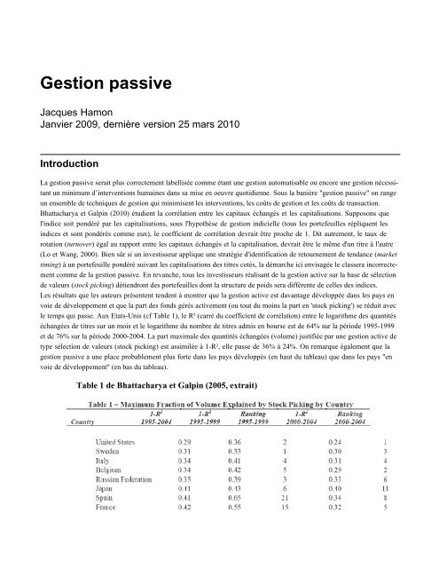 Gestion passive - Dauphine Finance