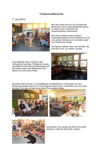 Vorlesewettbewerbe - Grundschule Barienrode