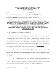 [DN 439] Limited Objection of Franchise Loan Trust 1998
