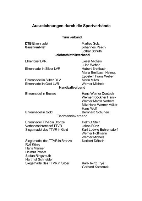 GruÃwort und Chronik - Turnverein WeiÃenthurm 1868 eV