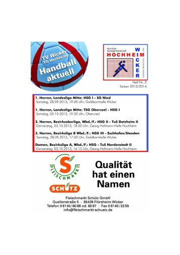 1. Herren, Landesliga Mitte: HSG I - SG Nied Samstag ... - TV Wicker