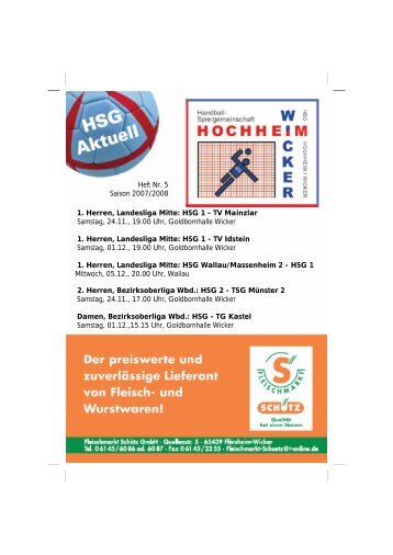 1. Herren, Landesliga Mitte: HSG 1 - TV Mainzlar ... - TV Wicker