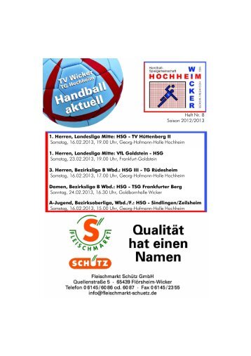 1. Herren, Landesliga Mitte: HSG - TV HÃ¼ttenberg II ... - TV Wicker