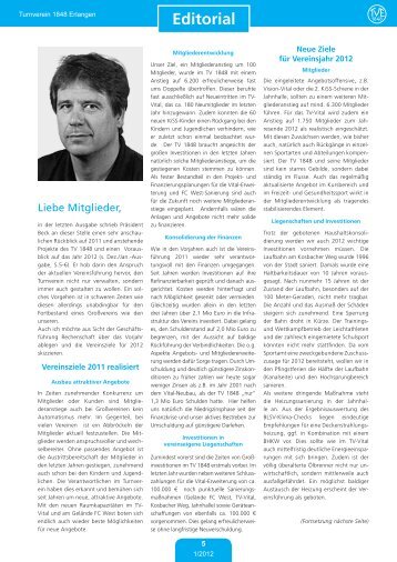 Editorial aus der Vereinszeitung 1/2012