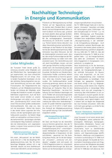 Editorial aus der Vereinszeitung 3/2012