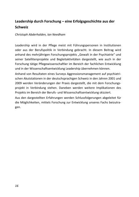 Leadership in der psychiatrischen Pflege (2009)