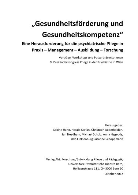 „Gesundheitsförderung und Gesundheitskompetenz“ (2012)