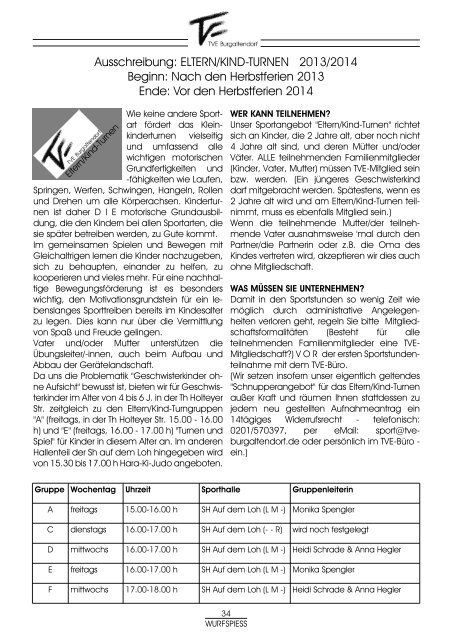 WURFSPIESS Ausgabe 134 / September 2013 - TVE Burgaltendorf