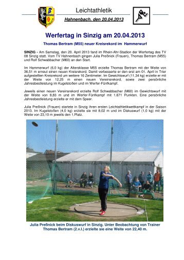 Bericht... - Turnverein Hahnenbach 1961 e.V.