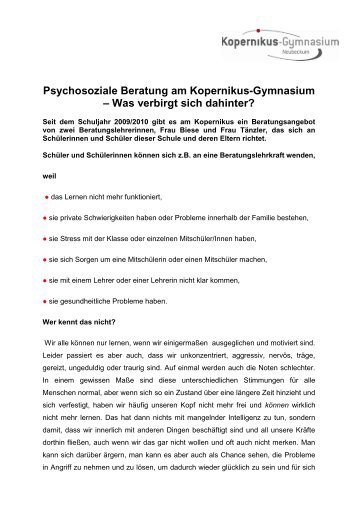 Psycho-soziale Beratung - Kopernikus-Gymnasium Neubeckum