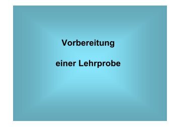 Vorbereitung einer Lehrprobe