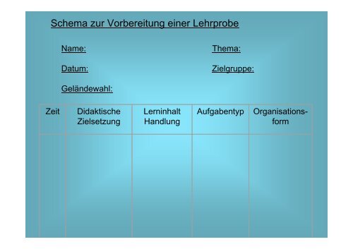 Vorbereitung einer Lehrprobe