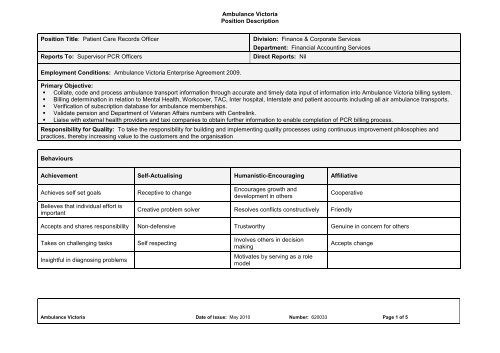 Position Description - Ambulance Victoria