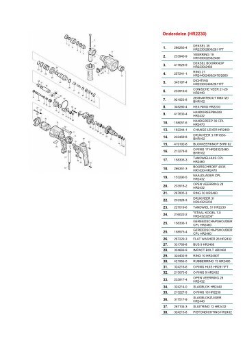 Onderdelen (HR2230) - ITS International Tools Service