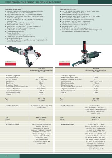 METABO NL Machine-Assortiment 2010 2011 Slijpmachines Metaal ...