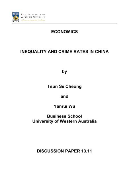 Inequality and Crime Rates in China - Business School