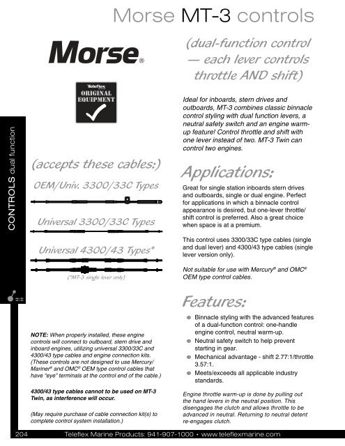 Morse 305499 MT3 Neutral Safety Switch