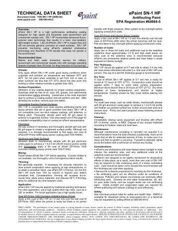 TECHNICAL DATA SHEET ePaint SN-1 HP - Jamestown Distributors