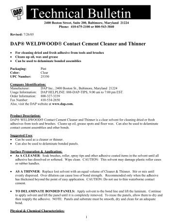 Contact Cement Cleaner and Thinner - Dap