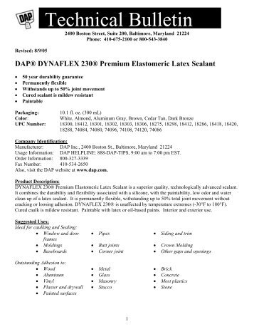 Technical Data Sheet (.pdf) - Jamestown Distributors