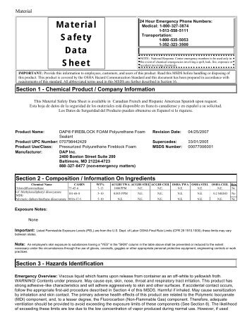 Material Safety Data Sheet - Dap