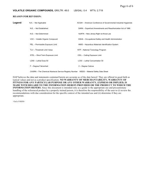 Material Safety Data Sheet - Dap