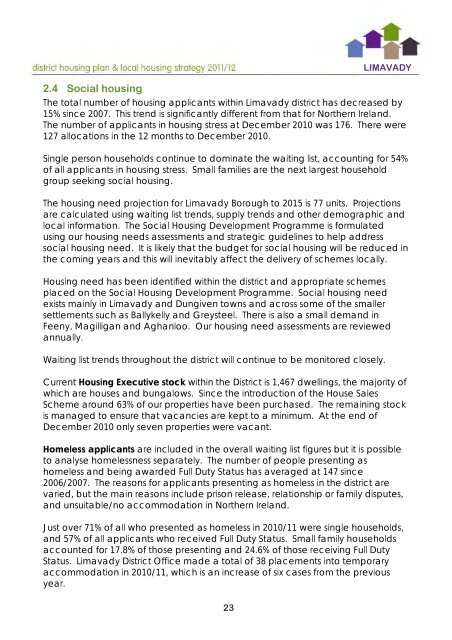 Limavady District Housing Plan 2011/12 - Northern Ireland Housing ...