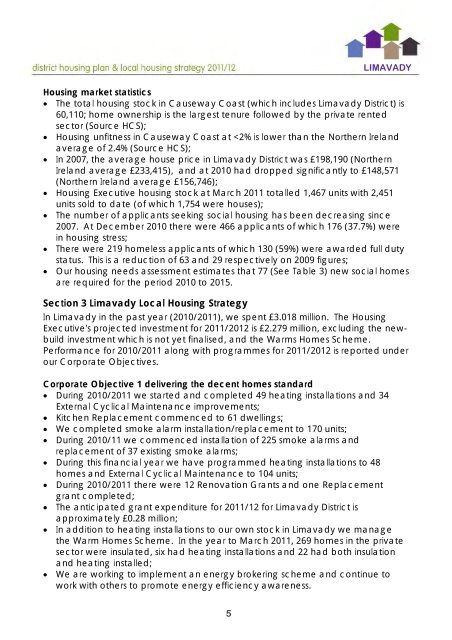 Limavady District Housing Plan 2011/12 - Northern Ireland Housing ...