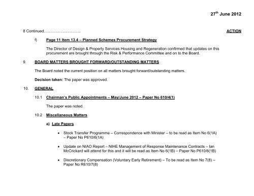 Board Minutes June 2012 - Northern Ireland Housing Executive