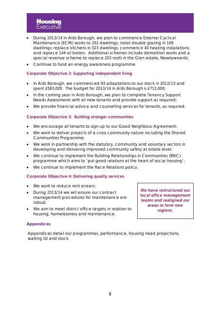 Ards District Housing Plan 2013 - Northern Ireland Housing Executive